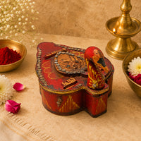 Handcrafted Wooden Peacock Kuku Chawal Box - 2026082512UNQ