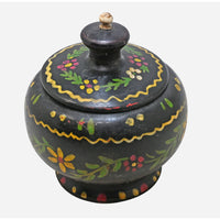Handcrafted Wooden Storage Box – Black Floral Hand-Painted Design - 2026082513UNQ