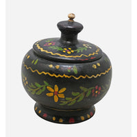 Handcrafted Wooden Storage Box – Black Floral Hand-Painted Design - 2026082513UNQ