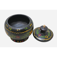 Handcrafted Wooden Storage Box – Black Floral Hand-Painted Design - 2026082513UNQ