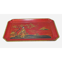 Vintage Metal Serving Tray – Red Antique Finish - 2026082515UNQ