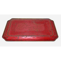Vintage Metal Serving Tray – Red Antique Finish - 2026082515UNQ