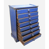 Handcrafted Wooden Storage Drawer – Blue Rustic Antique Finish with Multiple Drawers - 2026082517UNQ