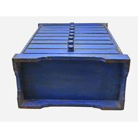 Handcrafted Wooden Storage Drawer – Blue Rustic Antique Finish with Multiple Drawers - 2026082517UNQ
