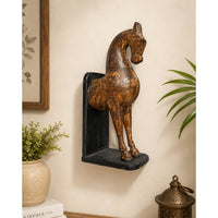 Handcrafted Wooden Horse Wall Hanging – Rustic Antique Finish - 2026082519UNQ