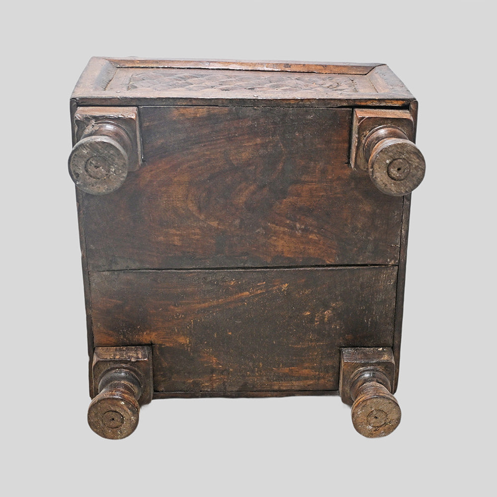 Alternate view of handcrafted carved wooden storage box