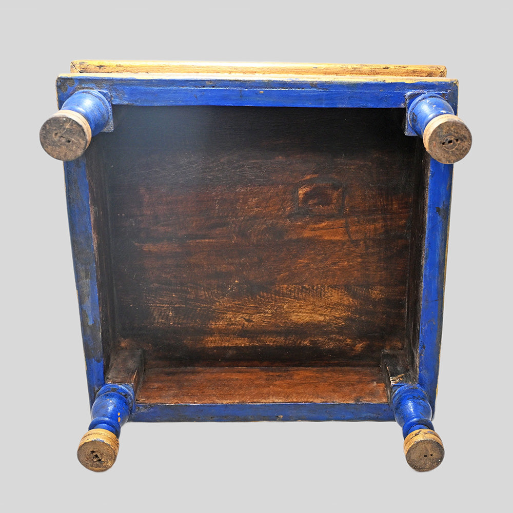 Alternate view of traditional hand-painted wooden low chowki table