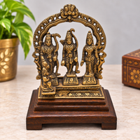 Handcrafted brass Ram Darbar statue with Rama Sita Lakshman Hanuman, front view
