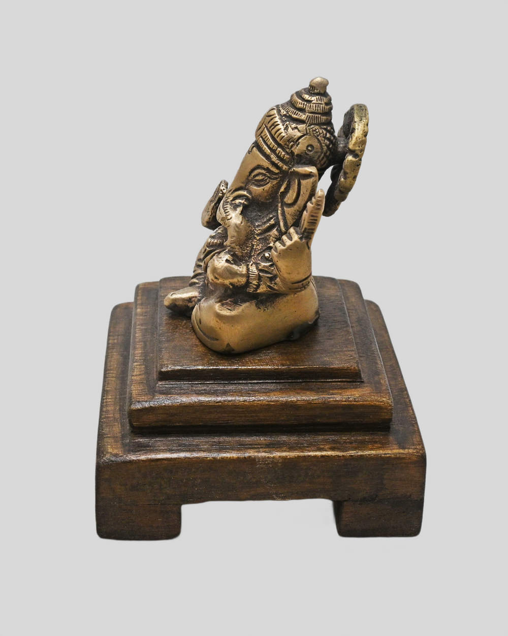 Close-up of handcrafted brass Lord Ganesha sculpture details