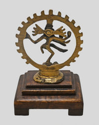 Close-up of brass Nataraja statue detailing