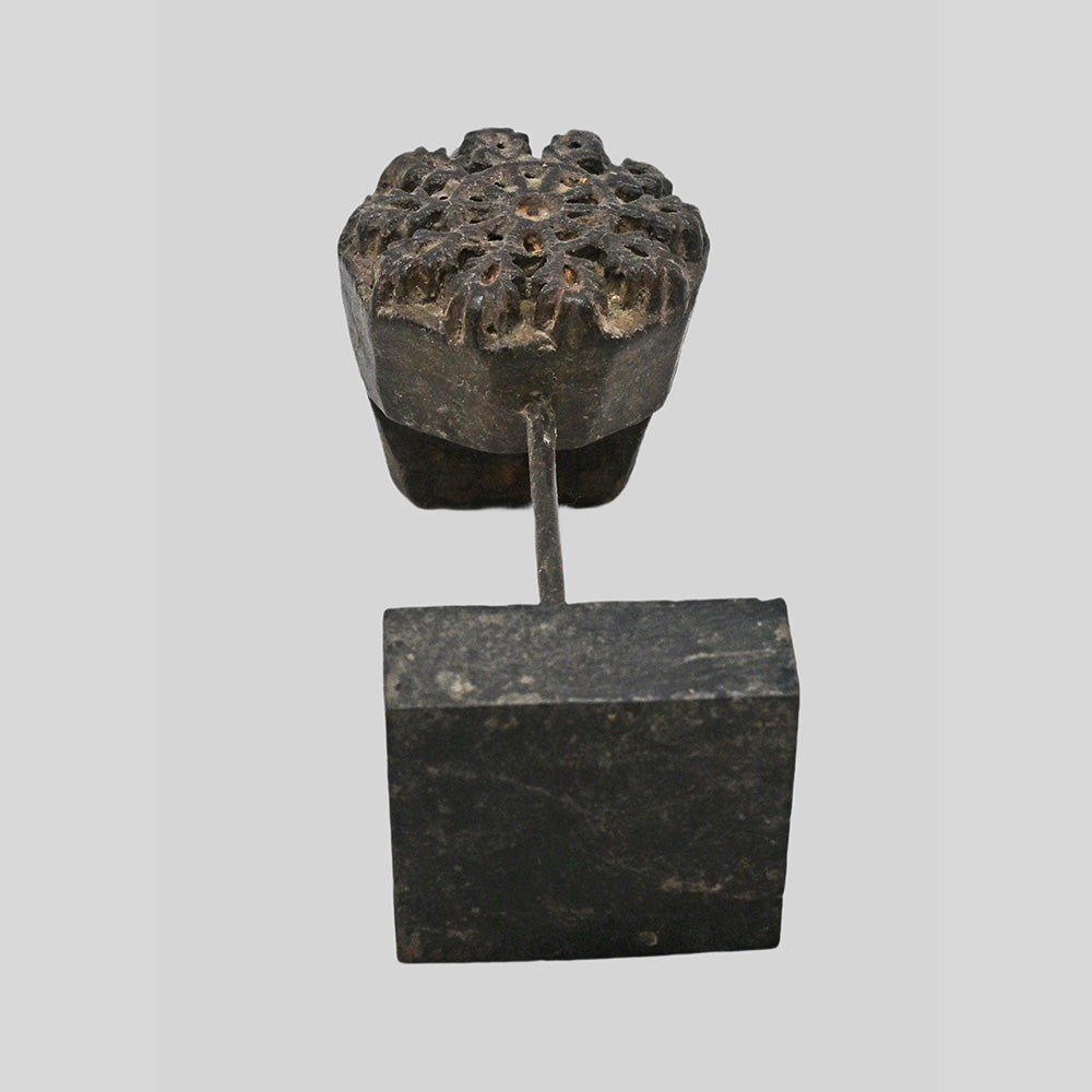 Alternate view of antique openwork wooden printing block