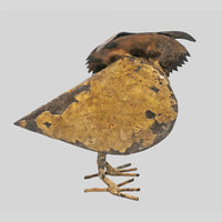 Iron owl figurine with antique finish, side view