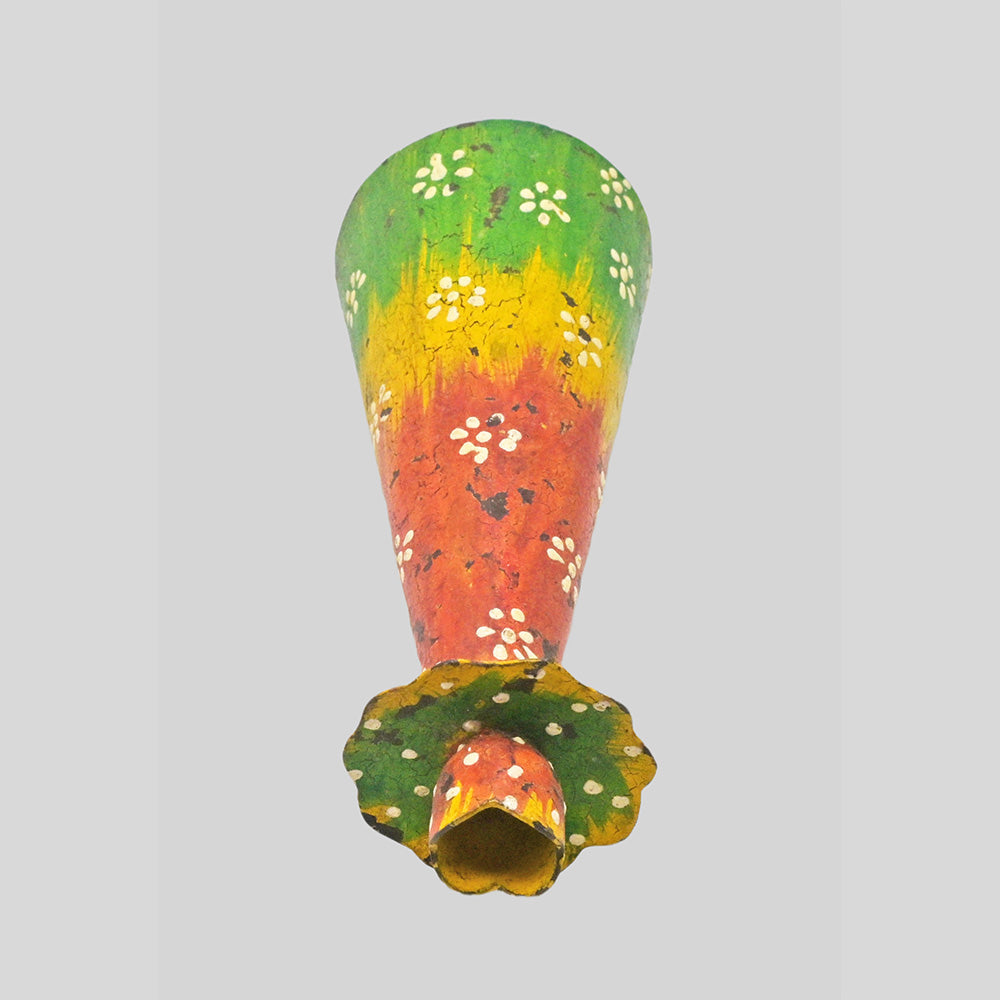 Iron folk art candle holder, side view