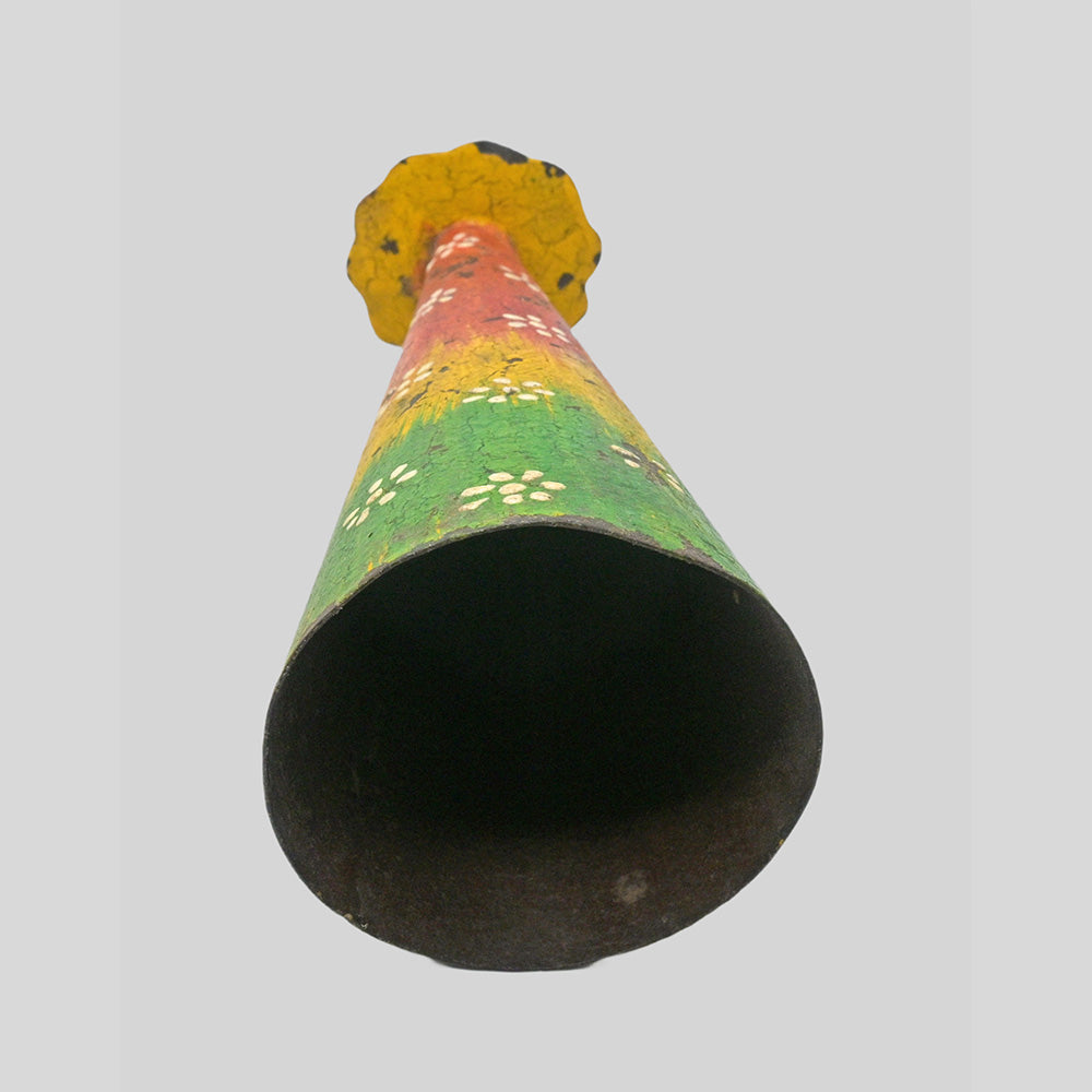Vintage hand-painted iron candle holder, alternate view