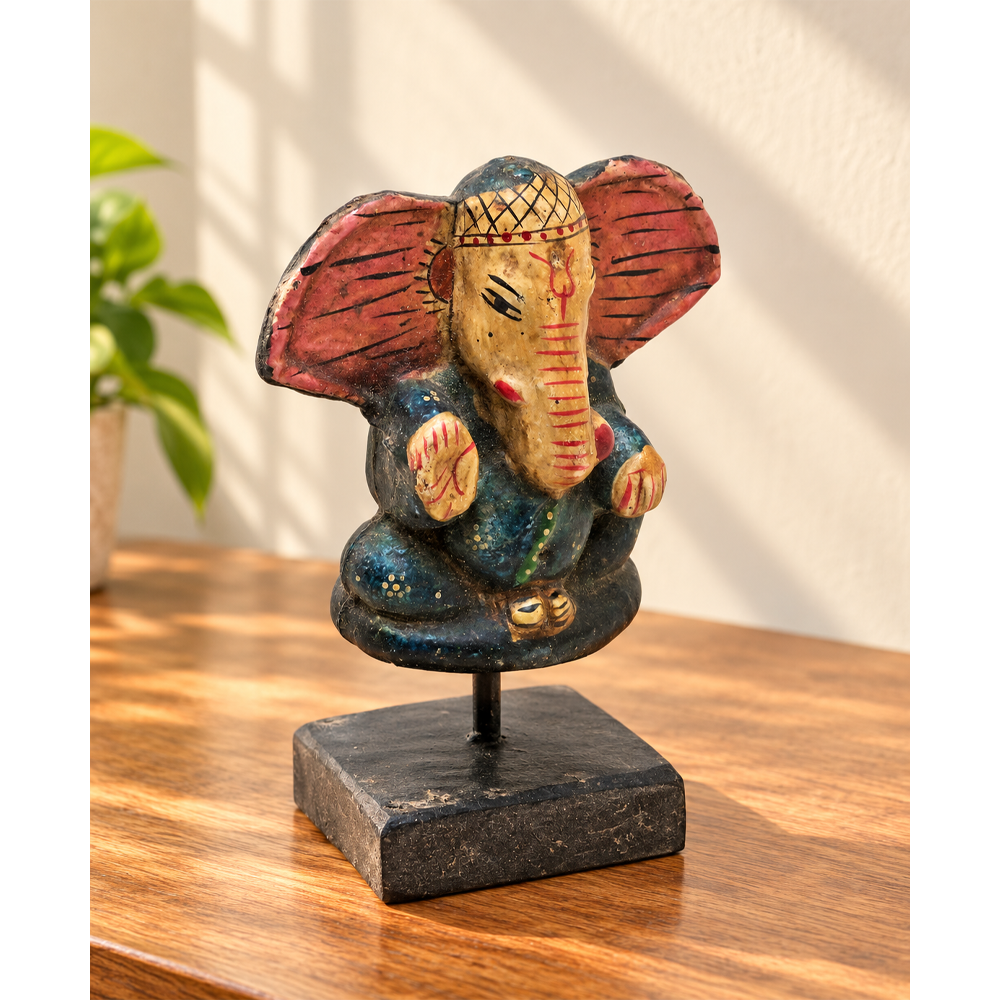 Vintage handcrafted wooden Lord Ganesha figurine