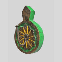 Handcrafted wooden wall hook, side view