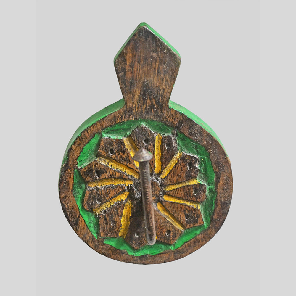 Decorative wooden wall hook, alternate view