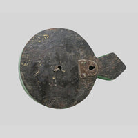 Floral detail on wooden wall hook with iron hanger