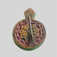 Decorative wooden wall hanger with iron hook, alternate view