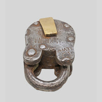 antique 10-lever iron padlock with original key, product detail