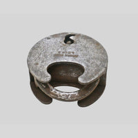 antique Aligarh-style iron padlock with key, finish detail