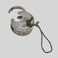 antique Aligarh-style iron padlock with key, product detail