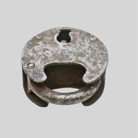 antique iron padlock with original key, finish detail