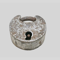 antique iron padlock with original key, additional angle