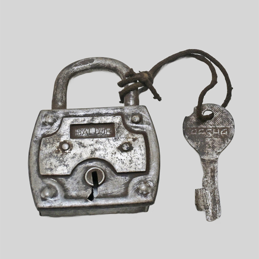 Silver-finish iron padlock detail