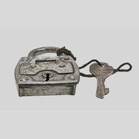 Decorative silver finish on vintage iron padlock