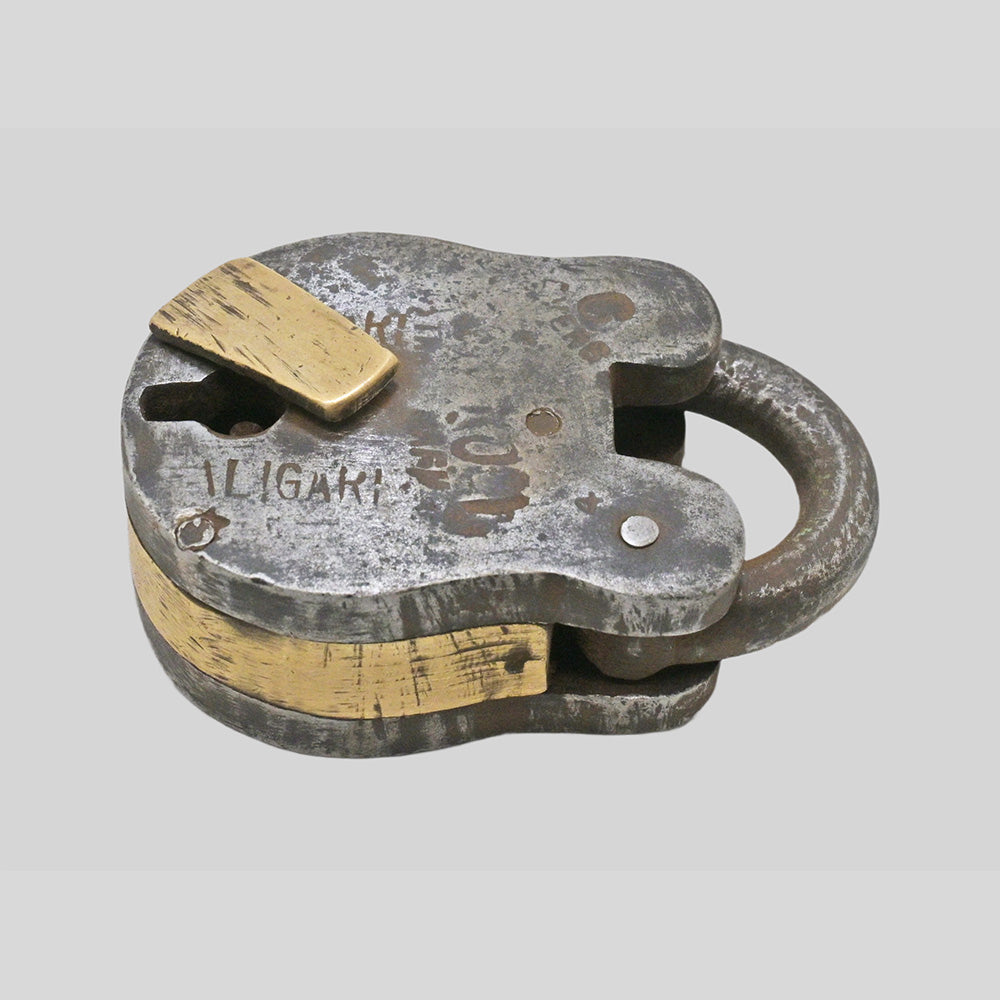 Antique Six-Lever Iron Padlock with Original Key, view 4