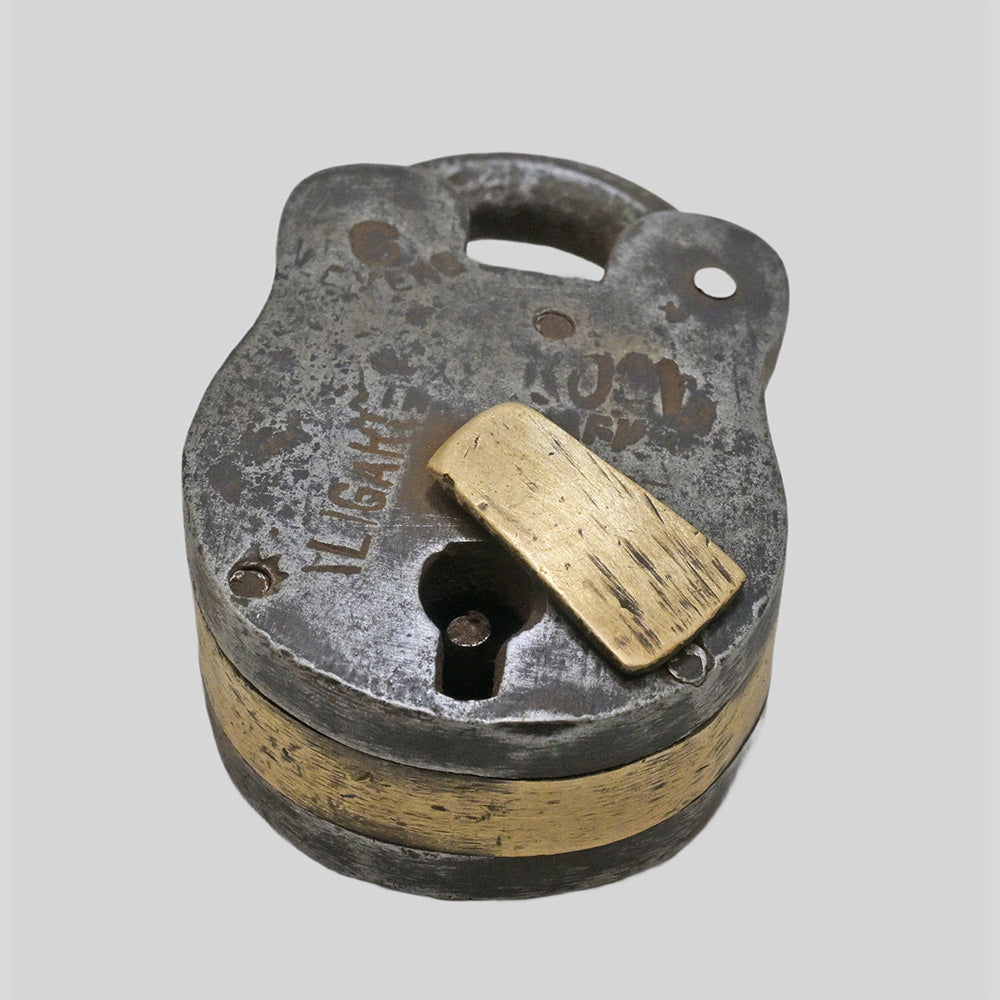 Antique Six-Lever Iron Padlock with Original Key, view 5