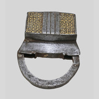 Antique iron padlock mechanism detail