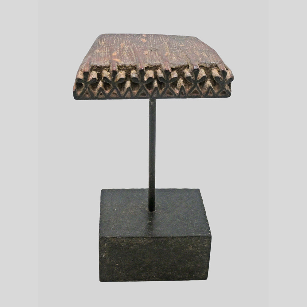 Antique Wooden Textile Printing Block with Stand, view 3