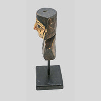 Wooden queen bust figurine on stand, side view