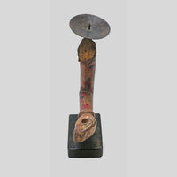 Hand-painted folk art candle holder, decorative detail