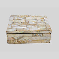 Ivory mosaic-style decoration on wooden trinket box