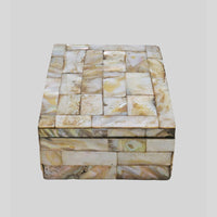 Handcrafted wooden trinket box showing side details