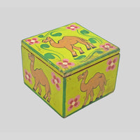 Hand-painted wooden trinket box, angled view