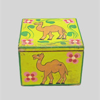 Hand-painted wooden trinket box, side detail