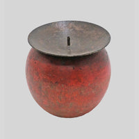 Apple-Shaped Wood and Iron Candle Holder – product view 2