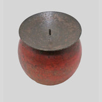 Apple-Shaped Wood and Iron Candle Holder – product view 3