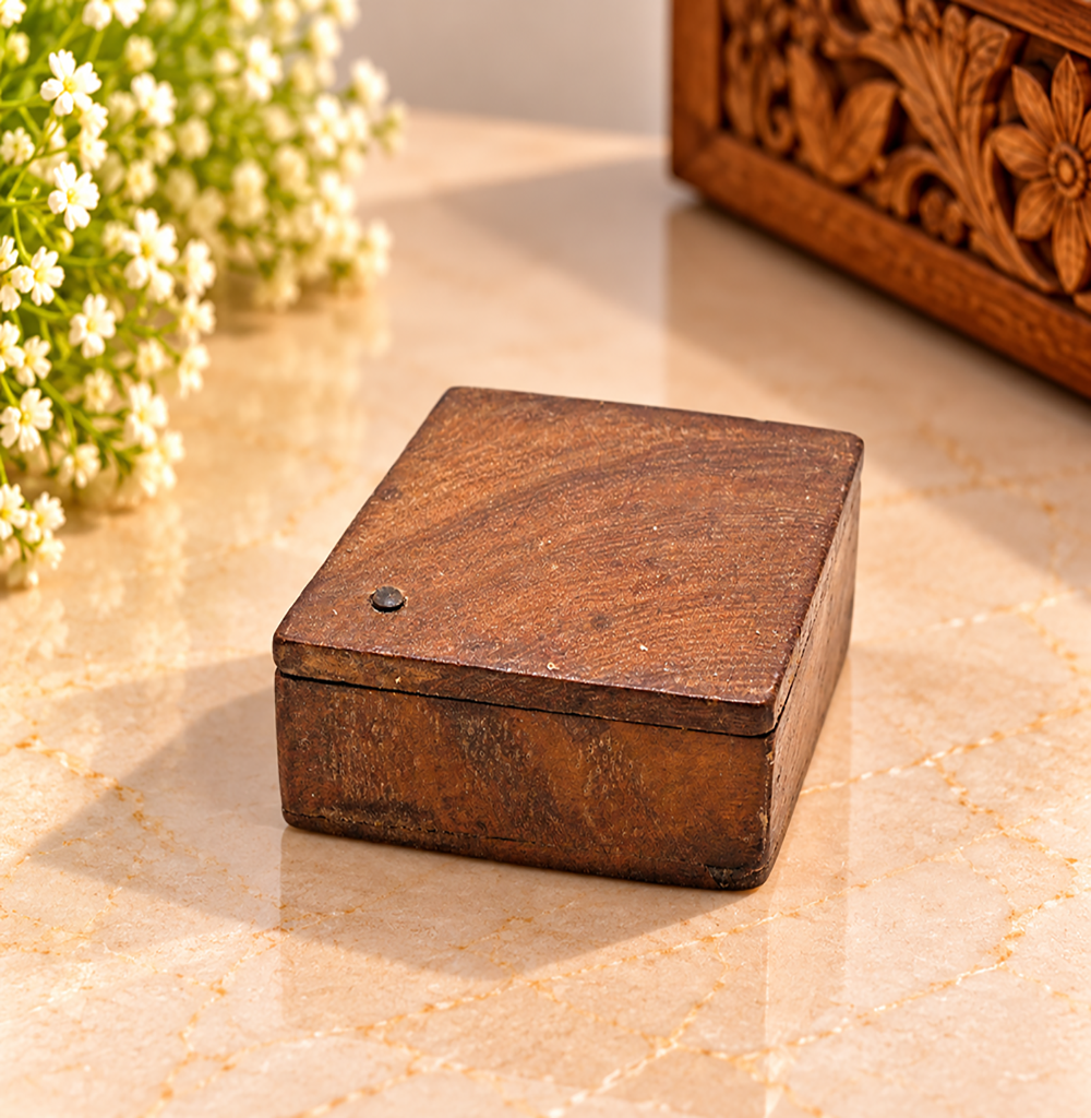 Vintage Handcrafted Wooden Trinket Box