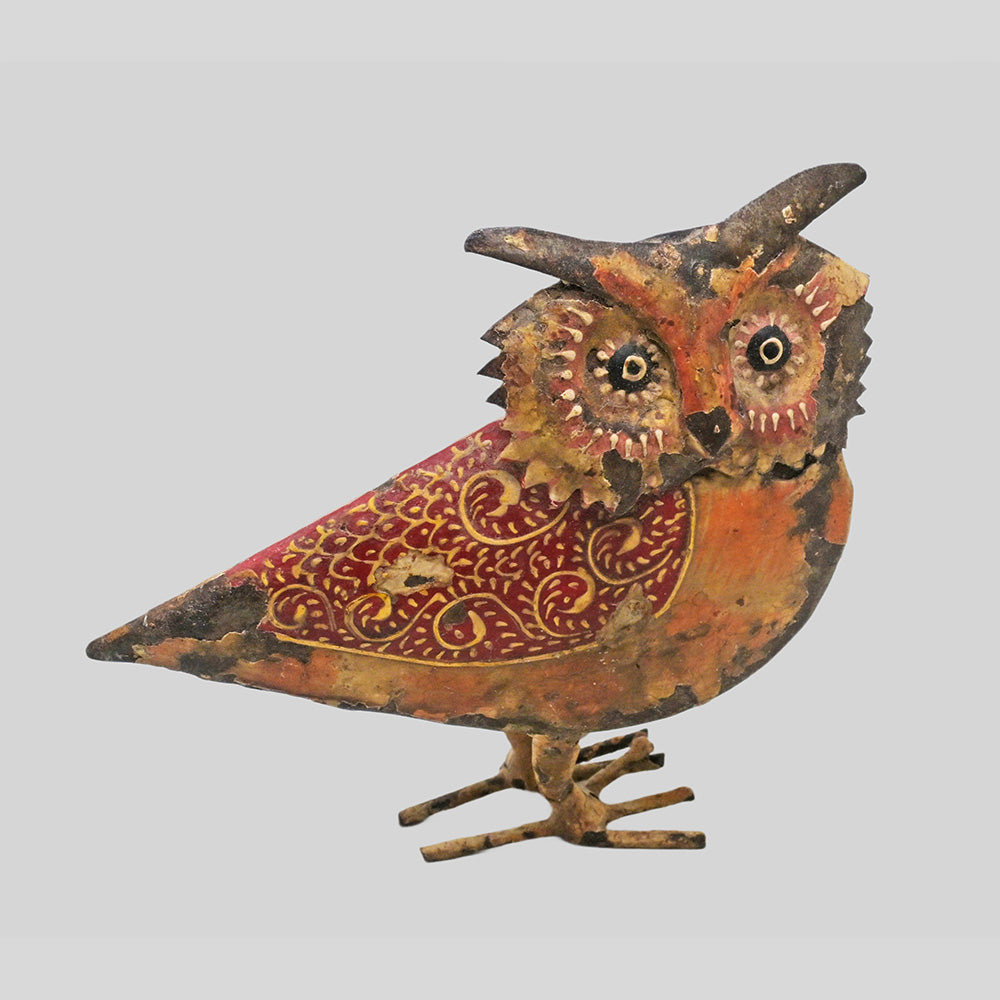 Vintage Hand-Painted Iron Owl Figurine - view 2
