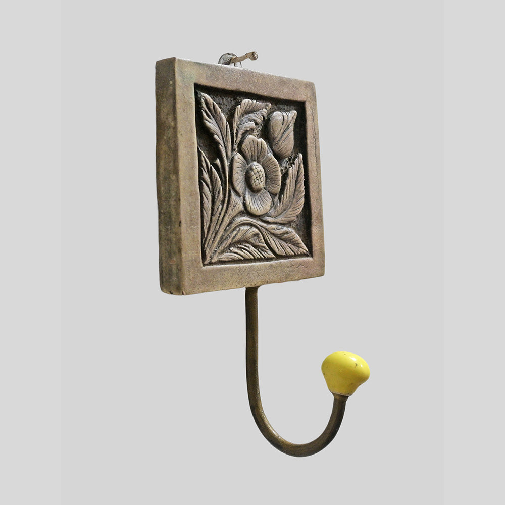 Handcrafted Wooden Hook Hanger with Ceramic Knob - view 2