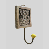 Handcrafted Wooden Hook Hanger with Ceramic Knob - view 2
