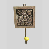 Handcrafted Wooden Hook Hanger with Ceramic Knob - view 5