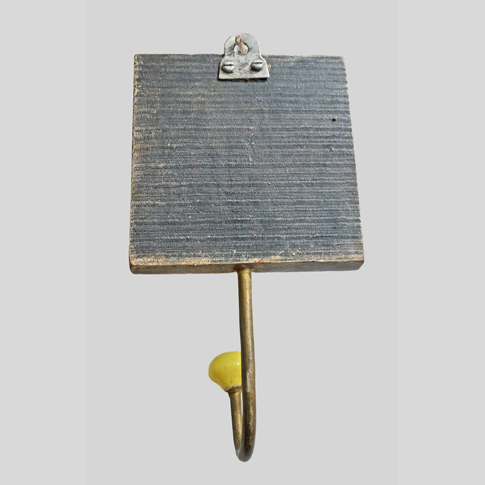 Handcrafted Wooden Hook Hanger with Ceramic Knob - view 7