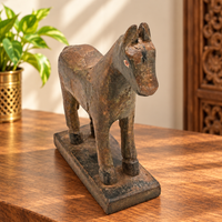 Vintage Wooden Horse Figurine, Handcrafted Decor