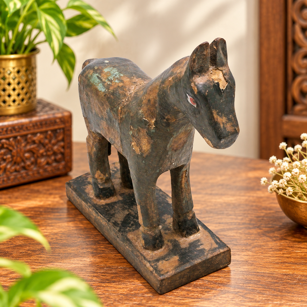Vintage Handcrafted Wooden Horse Figurine